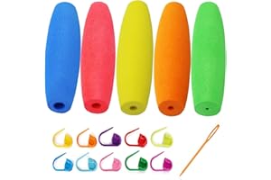 Barlone Häkelnadel Set Zubehör 16 Stück, 5 Stück Häkelnadel Farbige Griffschutzhülle, Maschenmarkierer Häkeln Strickzubehör Nahtnadel, Häkelnadeln Set Strickzubehör Lindert Handschmerzen und Müdigkeit