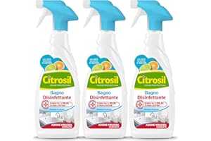 Citrosil Sgrassatore Bagno Disinfettante, Azione Virucida Completa, Elimina Fino al 99,9% di Virus e Batteri, Essenze di Agrumi, 650 ml x 3 Confezioni