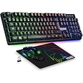 Empire Gaming - Armor RF800 Keyboard and Mouse for Wireless Gamers Rechargeable QWERTY (Spanish Layout) with Mouse Pad-RGB Wi