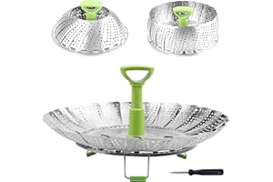 CONSEVISEN Steamer Stainless Steel Steamer Basket Steamer Basket for Vegetables and Fish Expandable to Fit Various Sizes Saucepans (18cm)