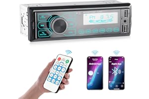 LSLYA Radio Coche Bluetooth 1 DIN,autoradio Bluetooth soporta Llamadas Manos Libres, Control de Aplicaciones,Radio FM - Reproductor de MP3 con Control Remoto.