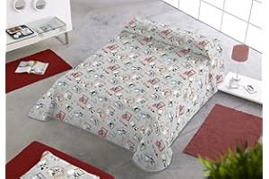 SABANALIA - Colcha Estampada Dogs (Disponible en Varios tamaños), Cama 135-230 x 280