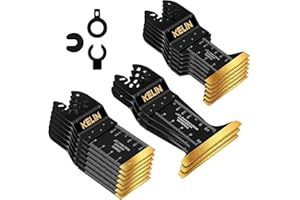 KELIN 16-tlgTitan-beschichtete Multitool Sägeblätter Set Oszillierende Sägeblätter Schneidet Metall, Universelles Oszillierende Werkzeuge Zubehör für Holz Kunststoff Metall