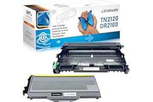 LOSMANN 1 toner e 1 tamburo compatibili per Brother TN2120 DR2100 DCP-7030 DCP-7040 DCP-7045N 2140N 2150N 2170 2170W MFC-7320 MFC-7440N MFC-7840W (2 Pack)