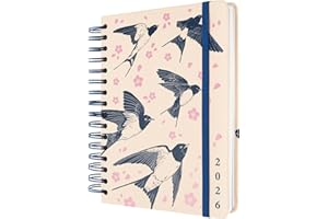 Kokonote 2026 Diary A5 Page A Day - Wabi Sabi | Daily Planner 2026 With Diary Stickers, Pocket, Bookmarks, January 2026 - December 2026 | Aesthetic Stationery Gifts For Women & For Men