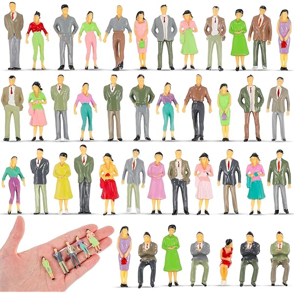 ENSEMBLE VIVANT DE 50 Figurines De Personnes Modèles Et Banc De Parc