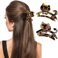 2 Süße Katzen-Haarklammern Im Leopardenmuster – Perfekt Für Lockere Frisuren & Stylische Akzente