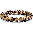 Occhio di Tigre Bracciale in vera Naturale, Energia Braccialetti Per Uomo Donna Braccialetto Perline Mala Elastico 10 mm