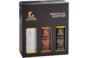 TruffleHunter - Set de Aceites de Trufa Inglesa, Negra y Blanca - Aceite de Oliva Virgen Extra y Aceite de Colza Prensado en Frío - 100 ml x3