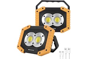 AcornSolution LED Rechargeable Work Light Cordless Portable Floodlight waterproof IP44 LED Light Hand Lamp, LED Flood Lights Daylight White (30W) Pack Of 2