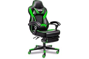 Fullwatt Video Gaming Chair for Adults High Back Adjustable Chairs Ergonomic Offic PC Gaming Chair for Computer with Footrest and Lumbar Support,Green