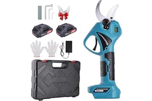 NEXALITE Tijeras de Podar Eléctricas 45mm con Pantalla Digital, 2 Baterías 2000mAh, Motor Sin Escobillas, Tijeras de Podar Profesionales para Jardinería, Árboles Frutales, Olivos, Viñedos y Parques