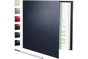 Rdylymx Large Photo Album Self Adhesive Scrapbook for A4 6x4 7x5 10x8 Pictures Scrapbooking Albums DIY Scrap Book 60 Sticky Pages with A Metallic Pen(Blue)