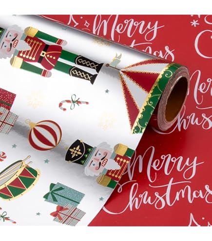 RUSPEPA Reversible Wrapping Paper Roll - Christmas White