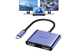 KOZYC USB C to Dual HDMI Adapter 4K@60hz, Type C to HDMI Splitter Extended Display for MacBook/MacBook Pro Air Dell XPS13/15, Samsung Galaxy S9 [MST Mode (Extended displays) Only for Win OS], Dark Purple
