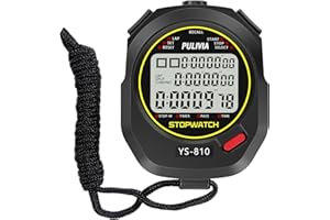 PULIVIA Stopwatch Sports Timer 10 Laps/Splits Digital Stop watch with Recall Countdown Timer Clock Alarm Calendar, Large Display Stop watch for Sports Coaches