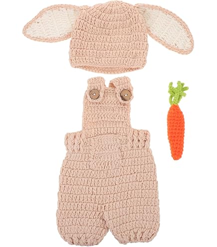 Costume Coniglietto Per Neonato FYMNSI 0-3 Mesi - Set 3 Pezzi Con Cappello, Pantaloncini E Carota Per Fotografia E Pasqua - 2