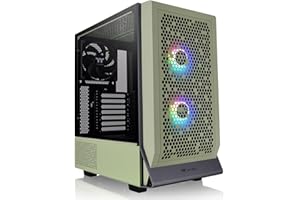 Thermaltake Ceres 300 Matcha Green Mid Tower E-ATX Computer Case con pannello laterale in vetro temperato; 2xCT140 ARGB Fan preinstallato; slot PCIe rotazionali; CA-1Y2-00MEWN-00; 3 anni di garanzia