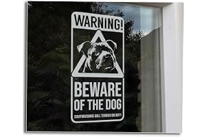 Warning: Beware of the Dog Sticker, Staffordshire Bull Terrier Home Security Window Car Sign, Staffy Staffie Dog Owner Gift -