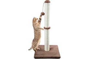 Dimaka 29 Inch Tall Cat Scratching Post, Claw Scratcher with Sisal Rope and Covered with Soft and Smooth Plush