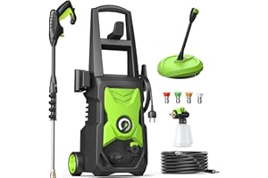 Hochdruckreiniger mit 4 Hochdruckdüsen,Leistungsstarker Strahlreiniger,Flächenreiniger 8m Hochdruckschlauch|11m Netzkabel|Bürsten,Hochdruckpistole für Terrassen,Autos,Höfe,Zäune Cleanwise Leicht