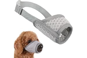 TANDD Soft Mesh Dog Muzzle - Adjustable, Breathable, Allows Panting & Drinking (Grey, XXS)