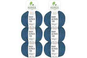 ‎HANSA-FARM HANSA-FARM | 100% Baby Alpakawolle in 50+ Farben (kratzfrei) - 300g Set (6 x 50g) - weiche Alpaka Wolle zum Stricken & Häkeln in 6 Garnstärken by Hansa-Farm - Deep Ocean Heather (Blau)