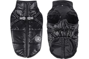 TONYFY Manteau d'hiver réfléchissant pour chien, veste en duvet épais rembourrée, veste à col haut, imperméable, coupe-vent, chaud, vêtements pour chiot, petit, moyen, grand chien, noir 3XL