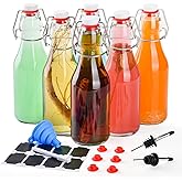6 PCS 250ml Glass Bottles with Stoppers, Swing Top Beer Brewing Glass Bottles with Airtight Lid, Flip Top Bottle for Fermenta