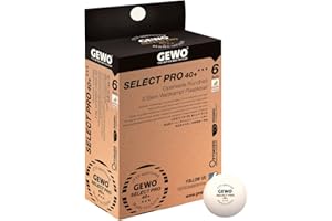 GEWO Select Pro - Pelotas de Ping Pong de Mesa (3 Estrellas, plástico, 40+, con Costura), con certificación ITTF, 6 Pelotas de Ping Pong Profesionales, 40 mm de diámetro, Color Blanco