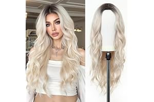 Esmee Perruques Longues Blonde Platine Ondulées pour Femmes Cheveux Synthétiques Naturels Ombré pour Utilisation Quotidienne & de Fête