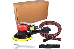 QIUMIN Levigatrice orbitale industriale, 150 mm, aria compressa con raccolta polvere, smerigliatrice ad aria compressa ad alte prestazioni con chiusura, 12000 giri/min, lucidatrice multifunzione