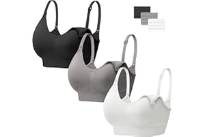 HBselect 3 PCS Reggiseno Allattamento con Estensione Reggiseno Bra Donna Morbido e Traspirante Reggiseno Senza Ferretto e Senza Cuciture
