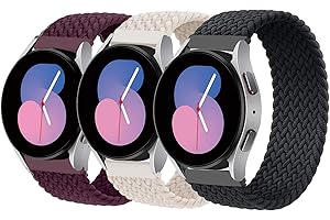 SOLOLUP 3 Pcs Geflochtenes Solo Loop Armband für Samsung Galaxy Watch 6/5/4 40mm 44mm/Watch 6 Classic 43 47mm/Watch 5 Pro 45mm/4 Classic 42mm 46mm,Nylon Sport Ersatzband Dehnbare,Weinrot/Sternklar/Schwarz，XXS