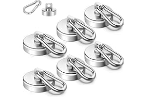 WTZWYFWJ 6 Pezzi Ganci Magnetici 25mm,22kg Magneti Potenti Calamita Neodimio,Gancio Magnetico Ruotabili a 360°,Neodimio Magneti Potenti Con Moschettone,Per Cucina, Ufficio, Garage, Magazzino