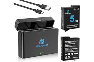 Homesuit Osmo Action 6 5 Pro 4 3 Akku 2100mAh und Dual USB LED Ladegerät Kit für DJI OSMO 360, OsmoAction6, OsmoAction5Pro, OsmoAction4, OsmoAction3 (2er-Pack)