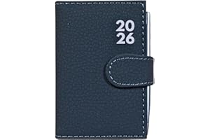 BESTUS ACCESSORIES BESTUS - 2026 Pocket Diary, Day a Page, Hardback Cover, Pen Holder with Stud Close, Day Planner - Grey