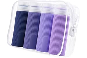 NANABORN Flaconi da Viaggio in Silicone 100 ml 4 Pezzi Bottiglie da Viaggio Travel Bottles Set （Viola）