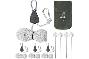 NAHUAA 4 Piezas Cuerdas Reflectantes 4mm x 4m Trinquete de Cuerda de Nailon de Tienda Tensor Cuerdas Camping Nylon Paracord Cuerda de Camping con Polea para Tipo Tienda de Campaña, Toldos, Blanco