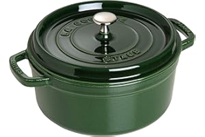 STAUB Cast Iron Roaster/Cocotte, Round, 24 cm, 3.8 L, Basil/Green