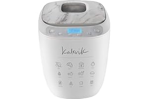 Team Kalorik Machine à pain jusqu'à 900 g, 12 Programmes automatiques, Minuterie 13h, Ecran LCD, Panier amovible & Crochet pétrisseur, 550 W, Design marbre, TKG BBA 2000