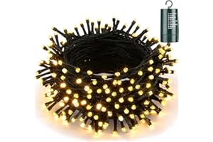 ‎JOOMER Joomer Lichterkette Außen, 20M 200 LED Weihnachten Lichterkette Batterie Timer, 8 Modi Weihnachtsbaum Lichterkette Wasserdichte Weihnachtsdeko für Balkon Zimmer Party Hochzeit Festival (Warmweiß)