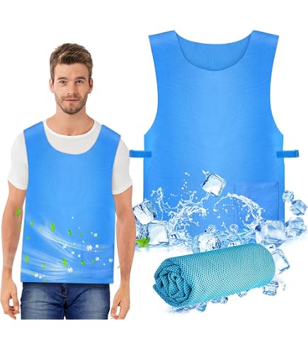 MEIBAOGE Gilet rafraîchissant pour homme, femme, adolescent avec 8 blocs de glace, veste rafraîchissante avec poches pour le travail en plein air
