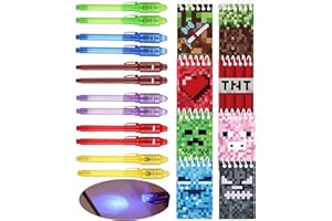 JIAOOHOO 12 UV Pens and 12 Notebook, Mini Pixel Party Bags, Children's Birthday Party Favours, Advent Calendar and Small Gifts for Children, Mini Pixel Decoration