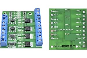 ANMBEST MOSFET Trigger Switch 4 Channel Drive Module 400W DC 3.7-27V 10A Large Power PWM Adjustment Electronic Switch Control Board