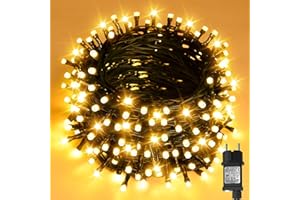 cshare Bożonarodzeniowy łańcuch świetlny na zewnątrz, 20 m, 200 diod LED, prąd z timerem, 8 trybów pracy, wodoszczelny, na choinkę, do ogrodu, na zewnątrz, do wnętrz, ciepła biel