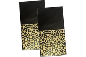 TAFACE Nappe en Or Noir 2pcs 137cm * 274cm, Nappe décorative à Motif de Points, épaissie imperméable et résistante à l'huile, décoration de Nappe, adaptée au Pique-Nique, fête, fête, Mariage