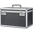HEWEI WORKS Large capacity Locking Box，Lockable Medication Box with Portable Storage Case, 15 x 8.7 x 9.3 Inch, Childproof Medicine Lock Organizer, Locked Empty First Aid Storage Case (Gray/X-Large)