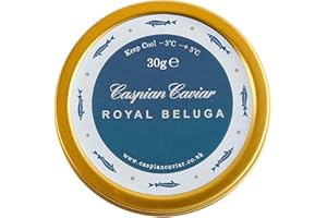 Caspian Caviar Royal Beluga Hybrid Caviar 30g | Premium Sturgeon Caviar | Malossol Large Dark Grey Pearls | Rich, Buttery & Creamy Flavour | Perfect for Festive Celebrations & Gifting