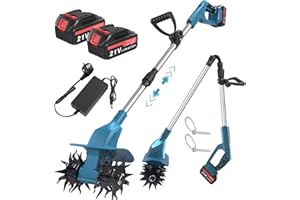HONDONY Mini motoazada con batería de 21 V, incluye batería de 2,6 Ah y cargador, fresadora de jardín con 20 cm de ancho de trabajo, profundidad de trabajo de 16 cm, azada de suelo para pequeños bancales y